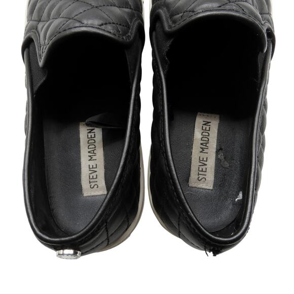 Steve Madden Ecentrcq Black Quilted Leather Sneakers Size 8 Chunky Platform - Picture 9 of 12